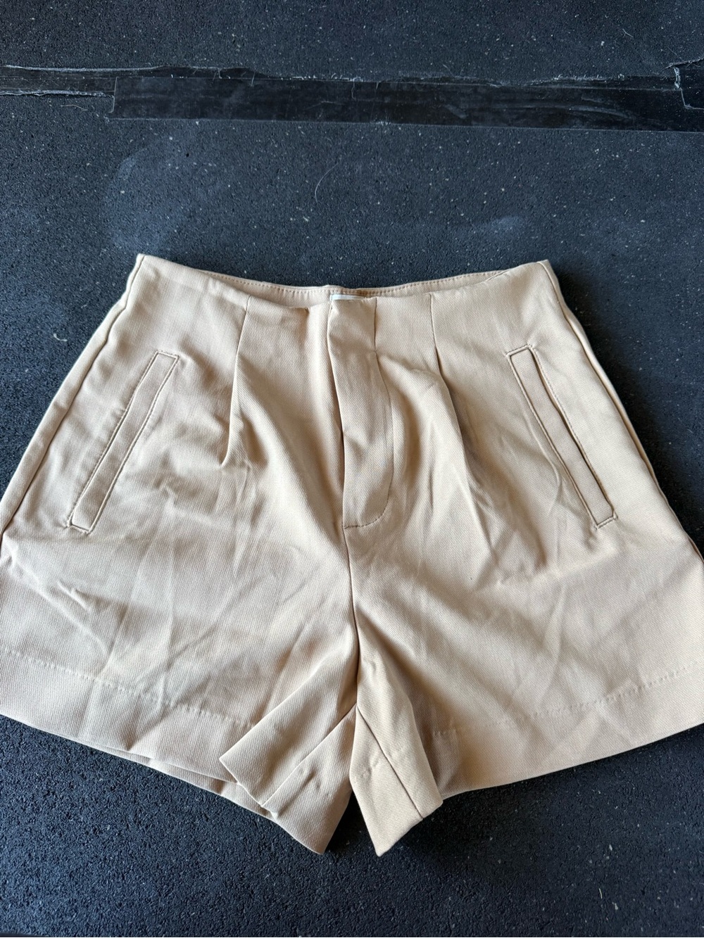 High-Waist Cream Tailored Women’s Shorts